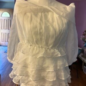 Elegant White Ruffled Blouse